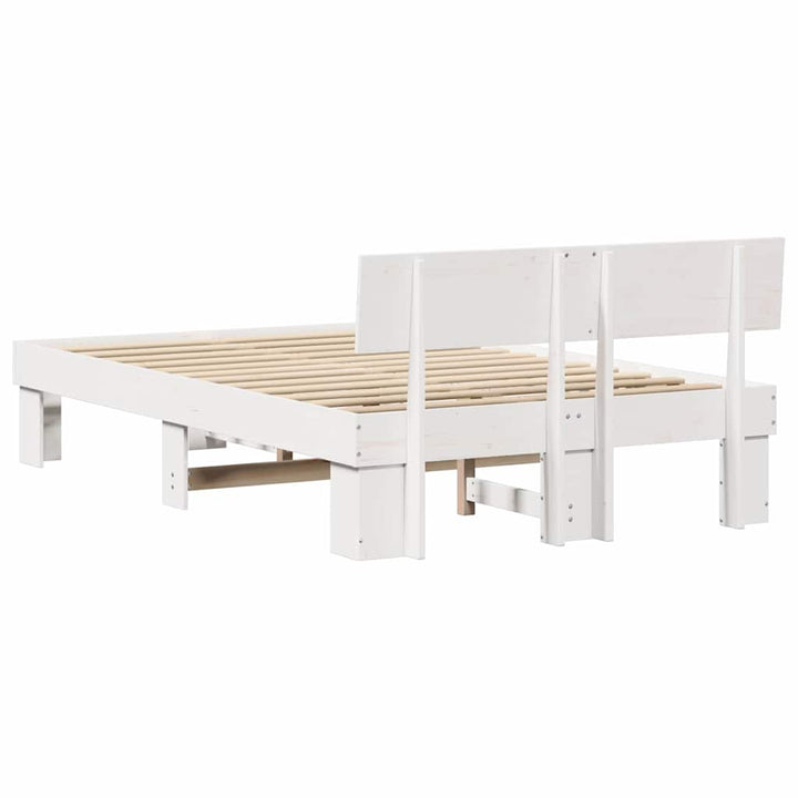 Sengestel med hovedgærde Hvid 120 x 190 cm Massiv fyrretræ
