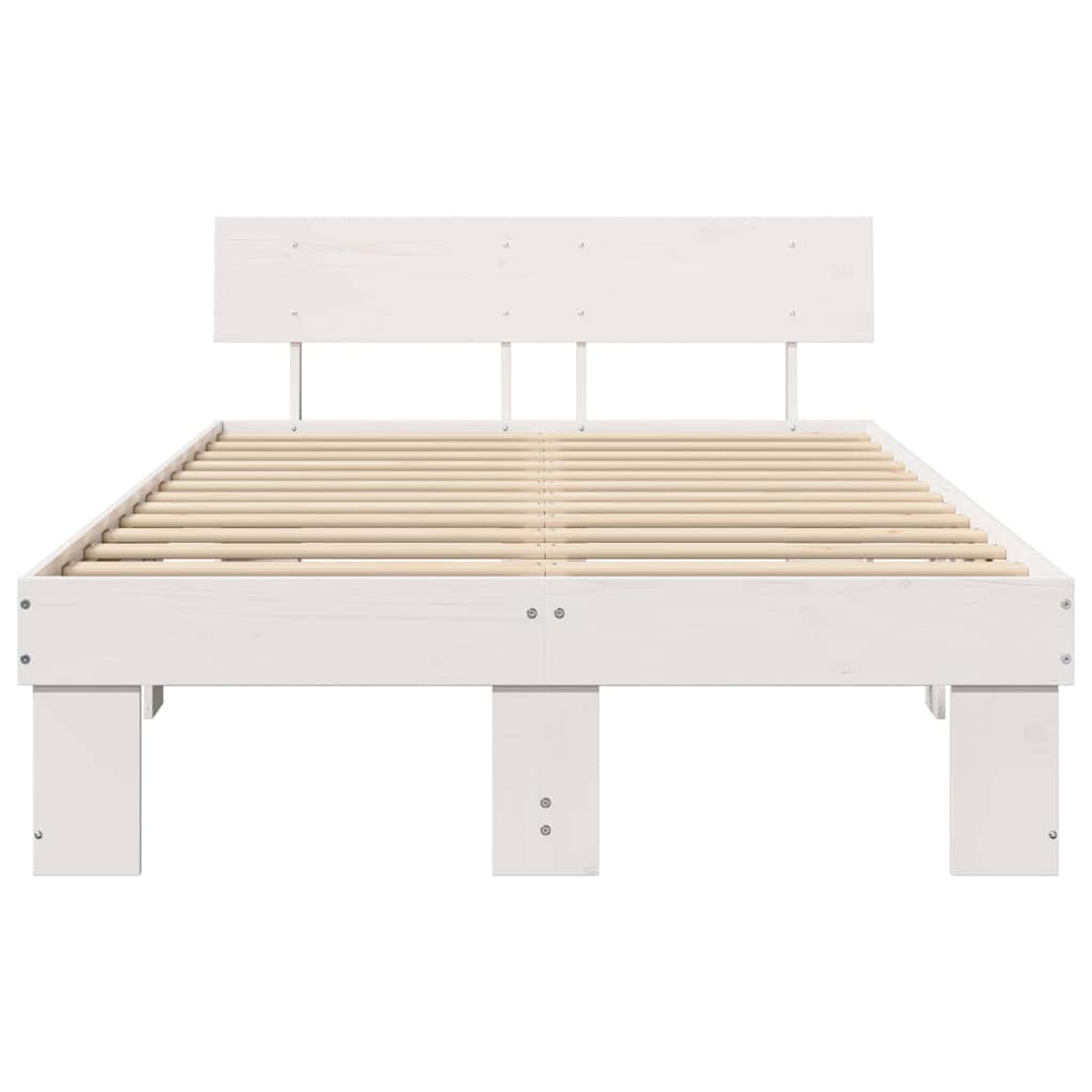 Sengestel med hovedgærde Hvid 120 x 190 cm Massiv fyrretræ
