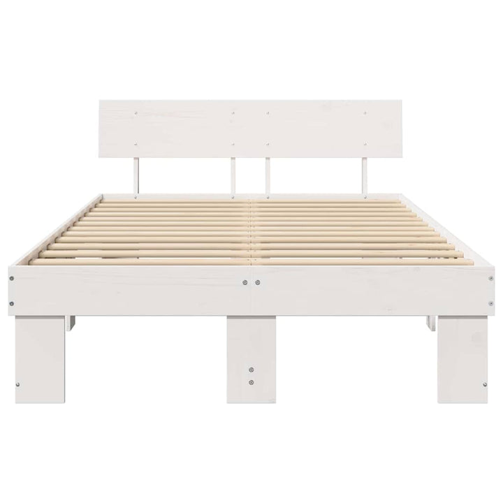 Sengestel med hovedgærde Hvid 120 x 190 cm Massiv fyrretræ