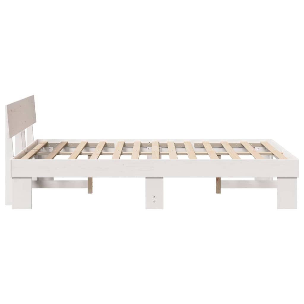 Sengestel med hovedgærde Hvid 120 x 190 cm Massiv fyrretræ