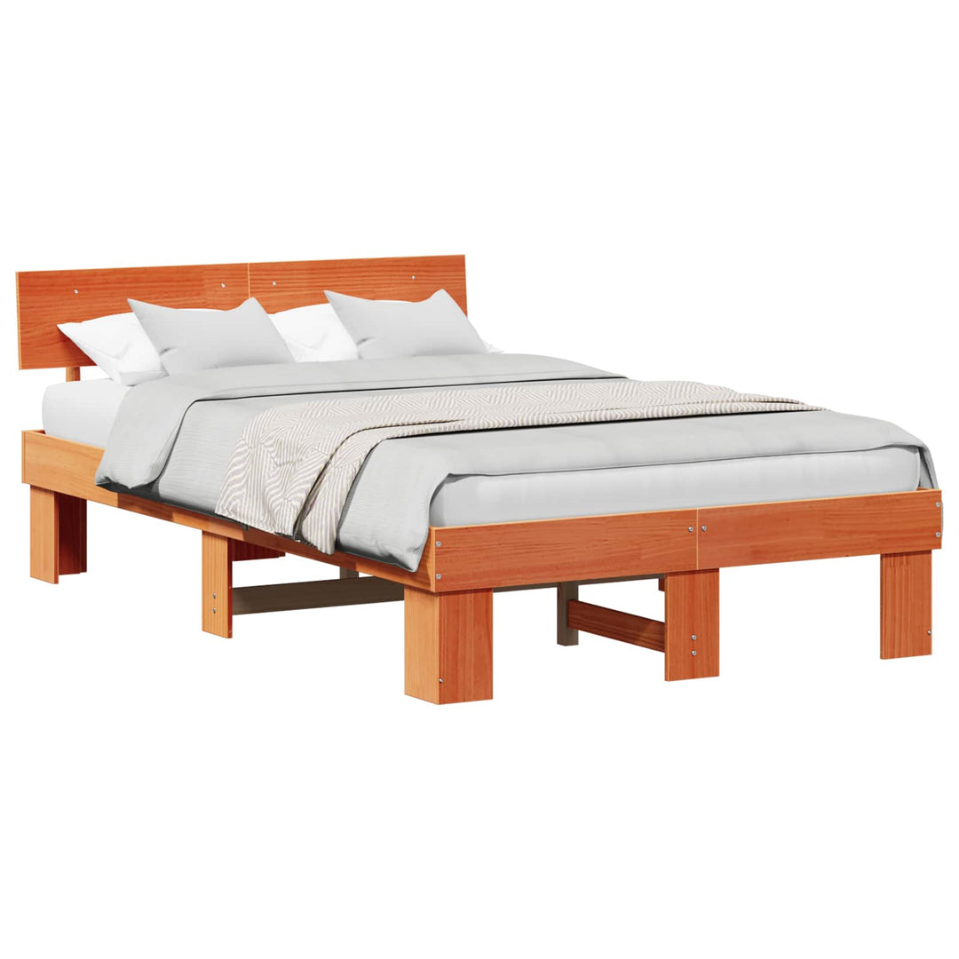 Sengestel med hovedgærde Voks brun 120 x 190 cm Massiv fyrretræ
