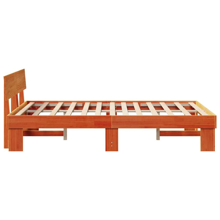 Sengestel med hovedgærde Voks brun 120 x 190 cm Massiv fyrretræ