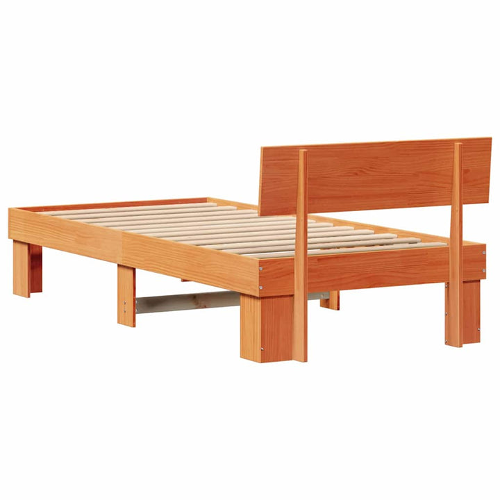 Sengestel med hovedgærde Voks brun 100 x 200 cm Massiv fyrretræ