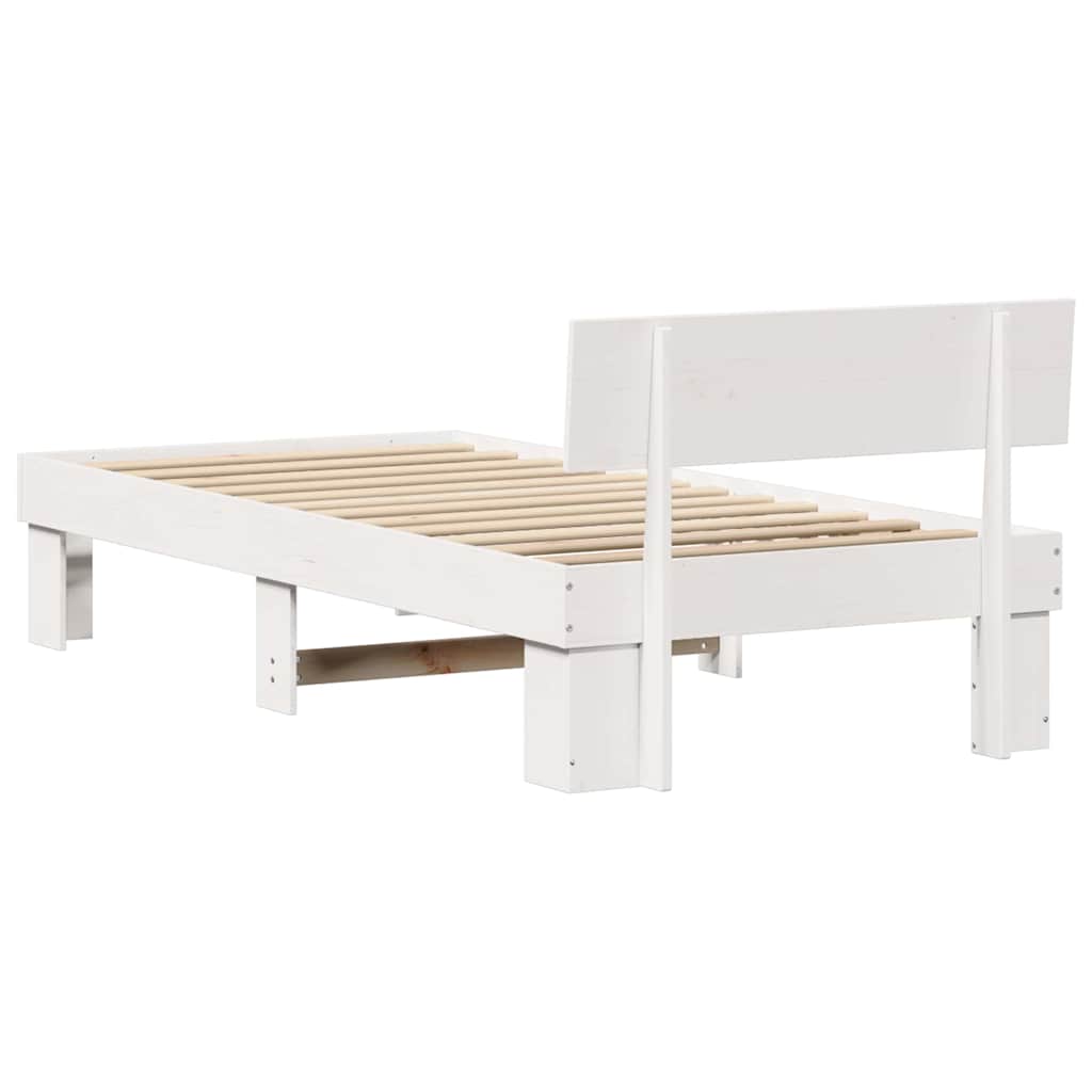 Sengestel med hovedgærde Hvid 90 x 200 cm Massiv fyrretræ