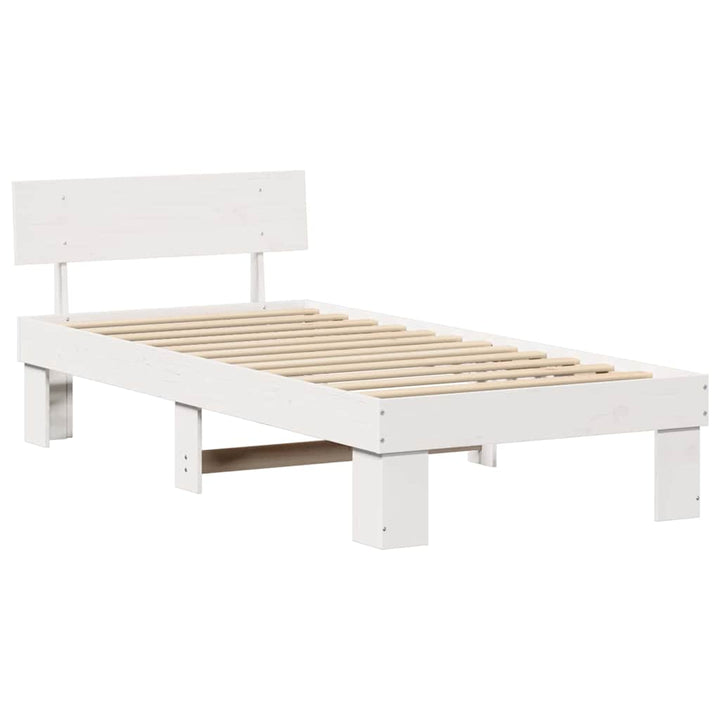 Sengestel med hovedgærde Hvid 80 x 200 cm Massiv fyrretræ