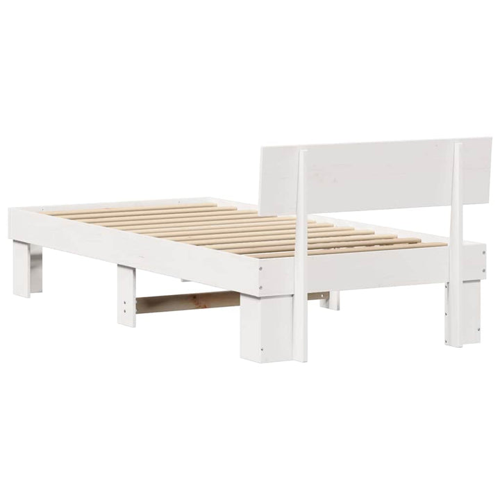 Sengestel med hovedgærde Hvid 80 x 200 cm Massiv fyrretræ
