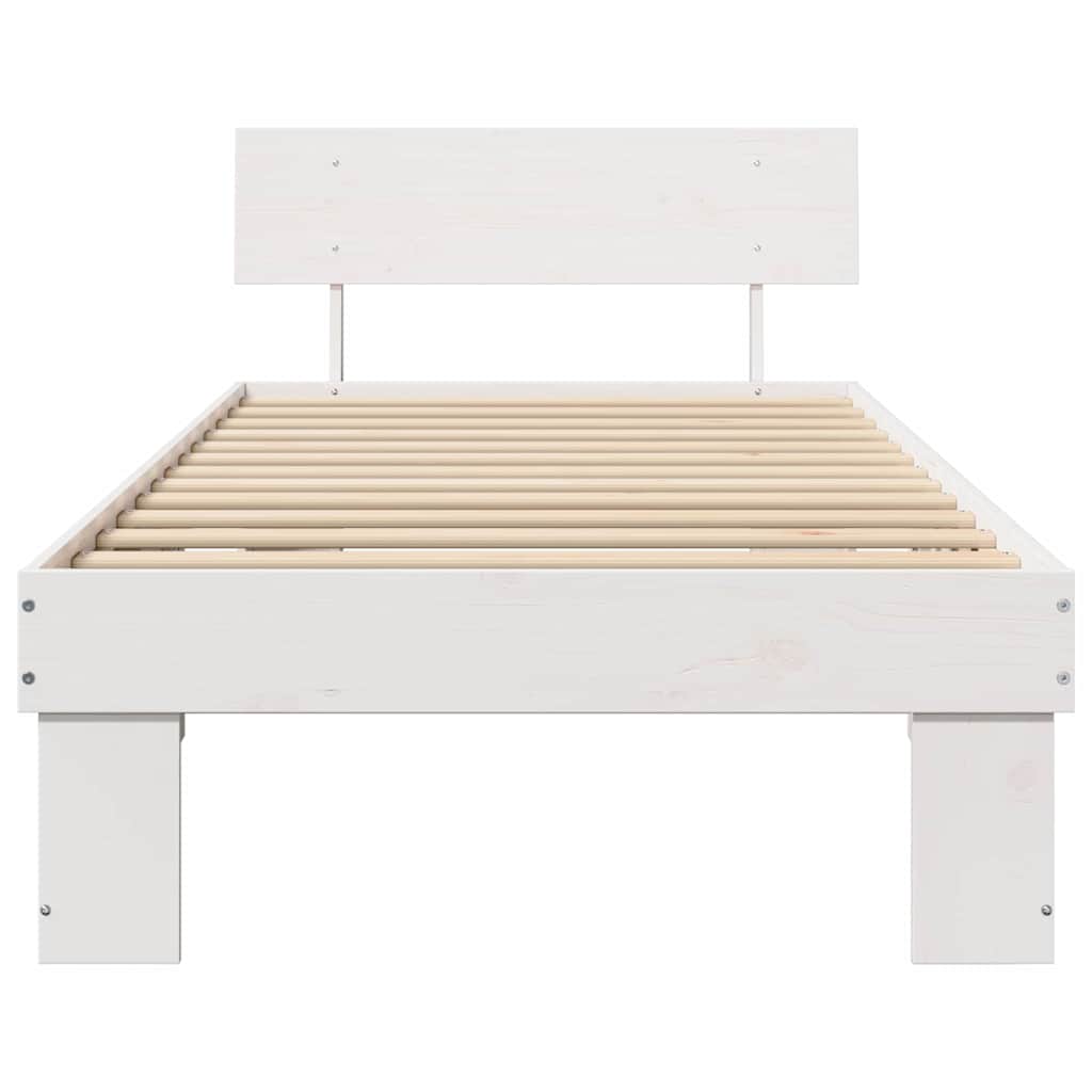 Sengestel med hovedgærde Hvid 80 x 200 cm Massiv fyrretræ