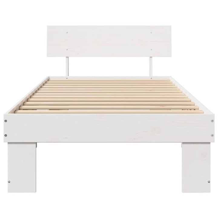 Sengestel med hovedgærde Hvid 80 x 200 cm Massiv fyrretræ
