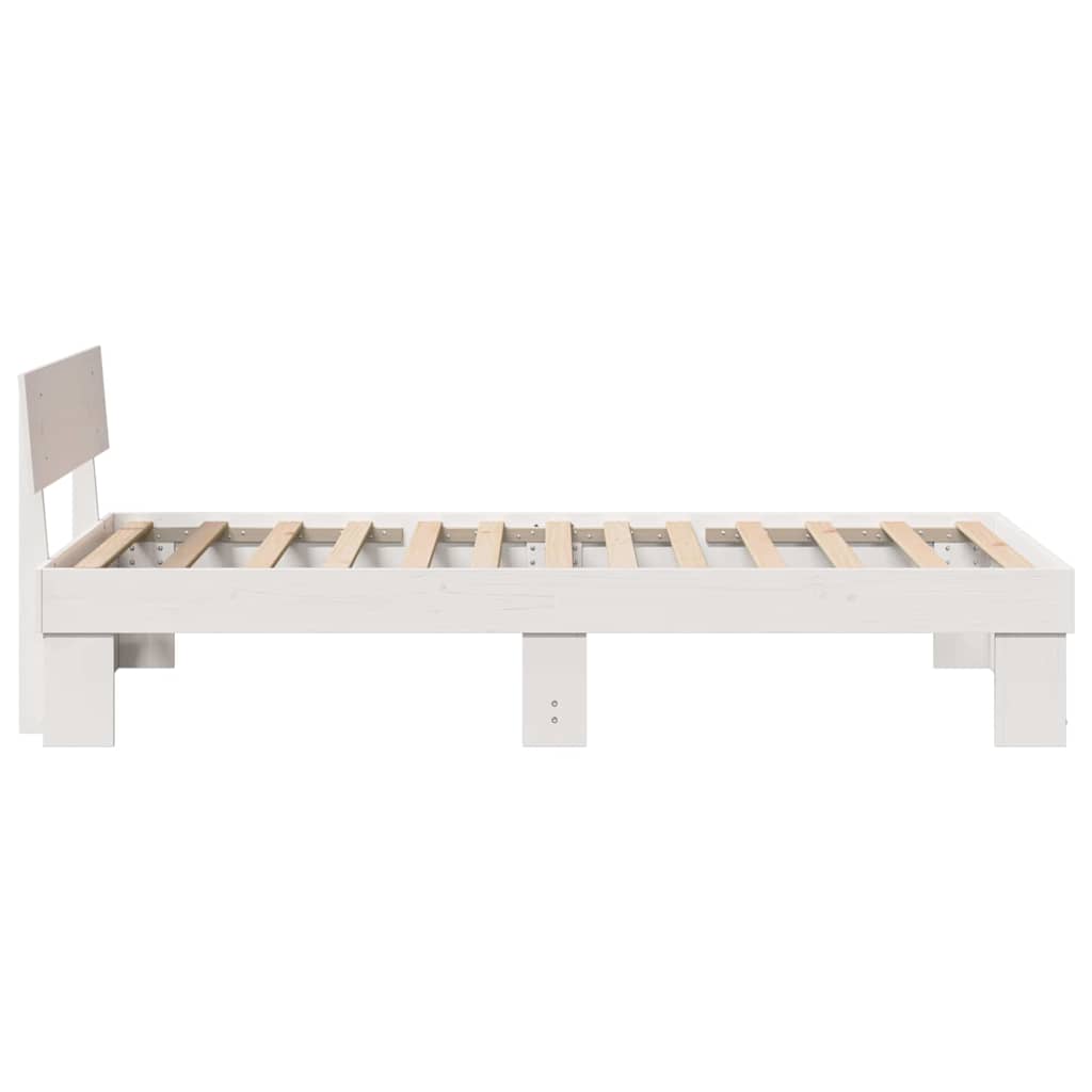 Sengestel med hovedgærde Hvid 80 x 200 cm Massiv fyrretræ