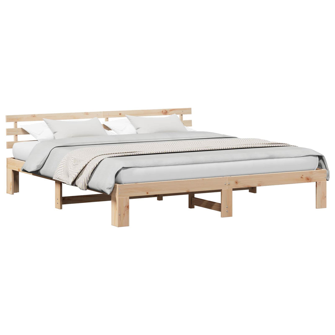 Sengestel Naturfarvet 200 x 200 cm Massiv fyrretræ