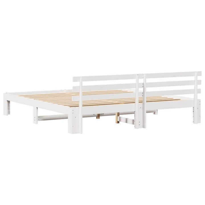 Sengestel med hovedgærde Hvid 200 x 200 cm Massiv fyrretræ