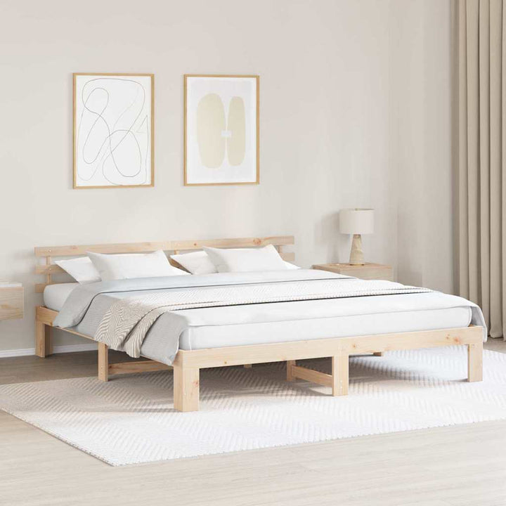 Sengestel Naturfarvet 180 x 200 cm Massiv fyrretræ