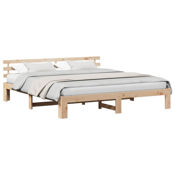 Sengestel Naturfarvet 180 x 200 cm Massiv fyrretræ