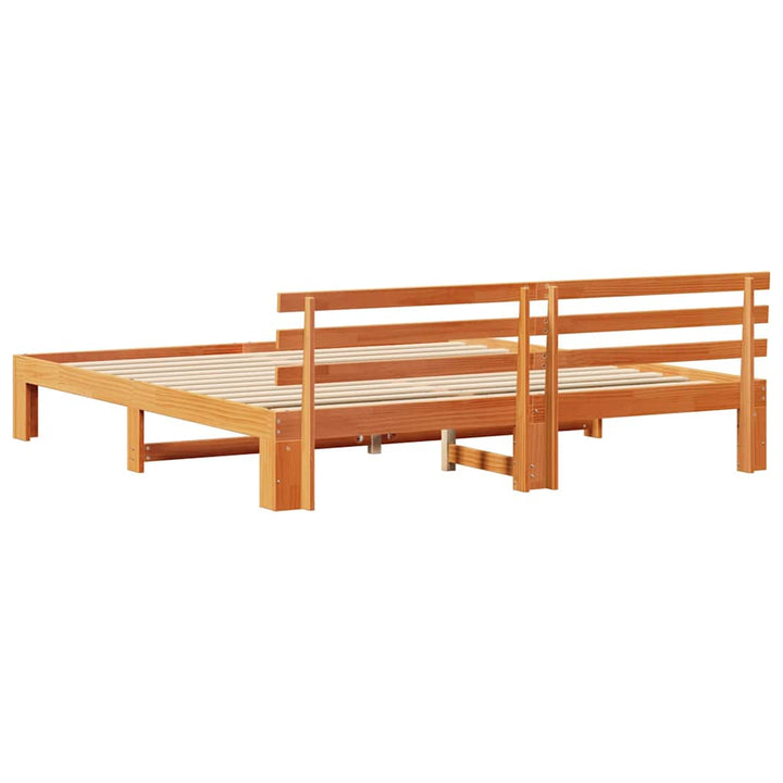 Sengestel med hovedgærde Voks brun 180 x 200 cm Massiv fyrretræ