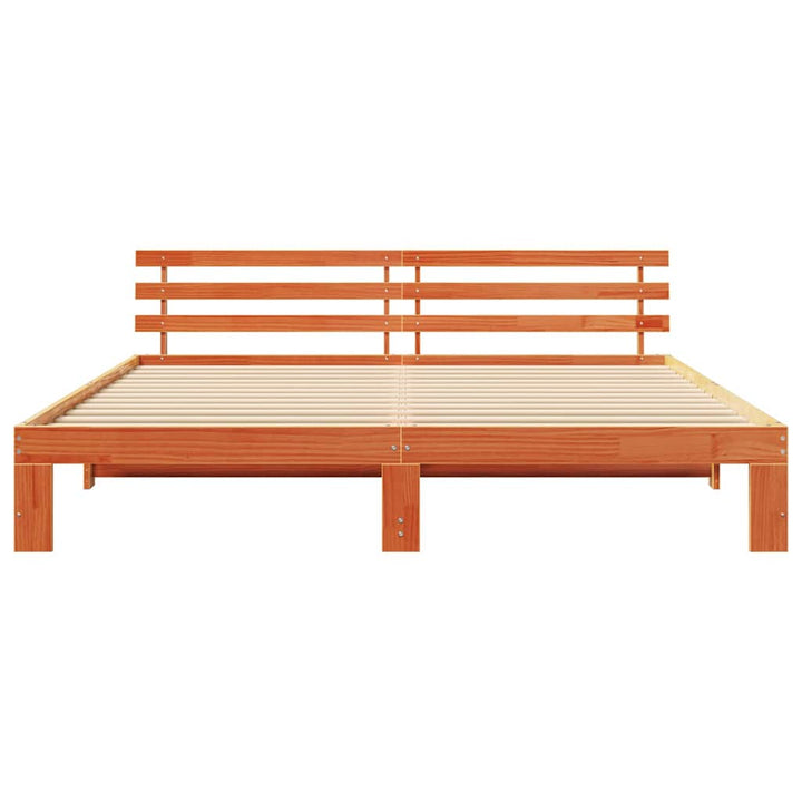 Sengestel med hovedgærde Voks brun 180 x 200 cm Massiv fyrretræ