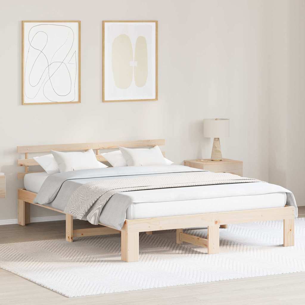 Sengestel Naturfarvet 160 x 200 cm Massiv fyrretræ
