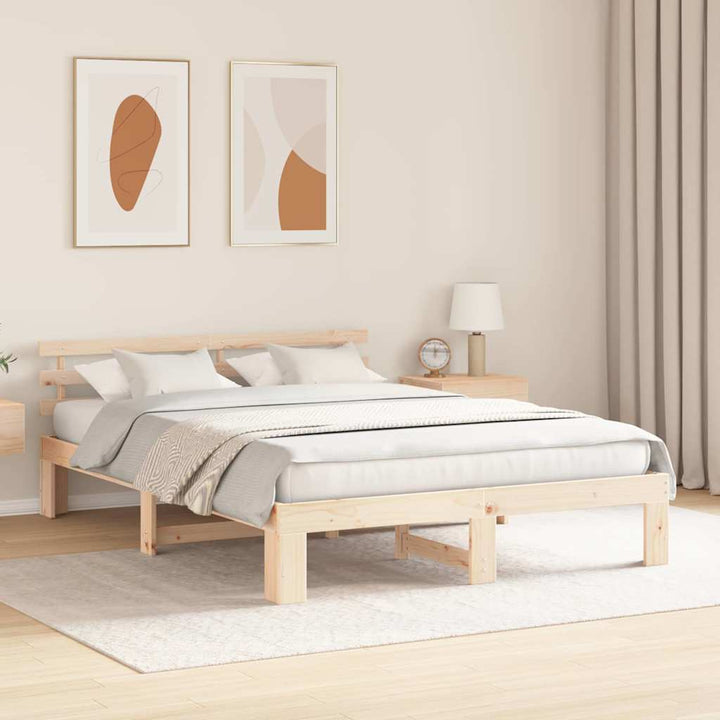 Sengestel Naturfarvet 160 x 200 cm Massiv fyrretræ