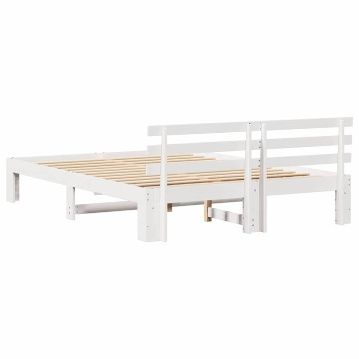 Sengestel med hovedgærde Hvid 160 x 200 cm Massiv fyrretræ