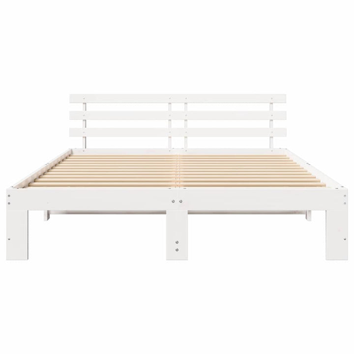 Sengestel med hovedgærde Hvid 160 x 200 cm Massiv fyrretræ
