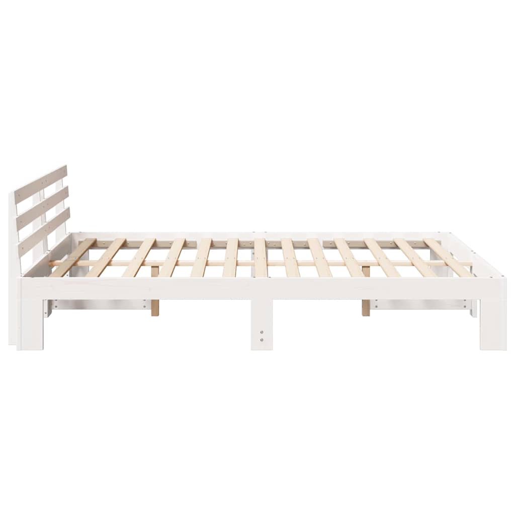 Sengestel med hovedgærde Hvid 160 x 200 cm Massiv fyrretræ