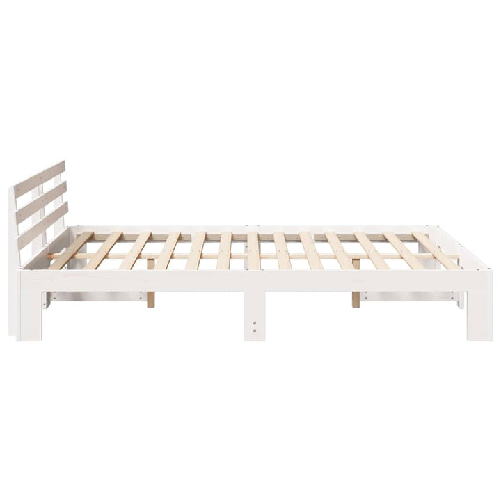 Sengestel med hovedgærde Hvid 160 x 200 cm Massiv fyrretræ