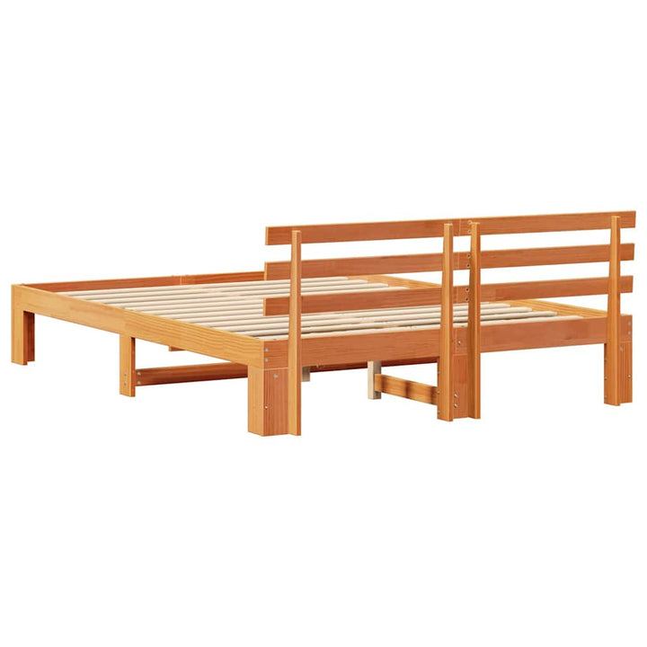 Sengestel med hovedgærde Voks brun 160 x 200 cm Massiv fyrretræ