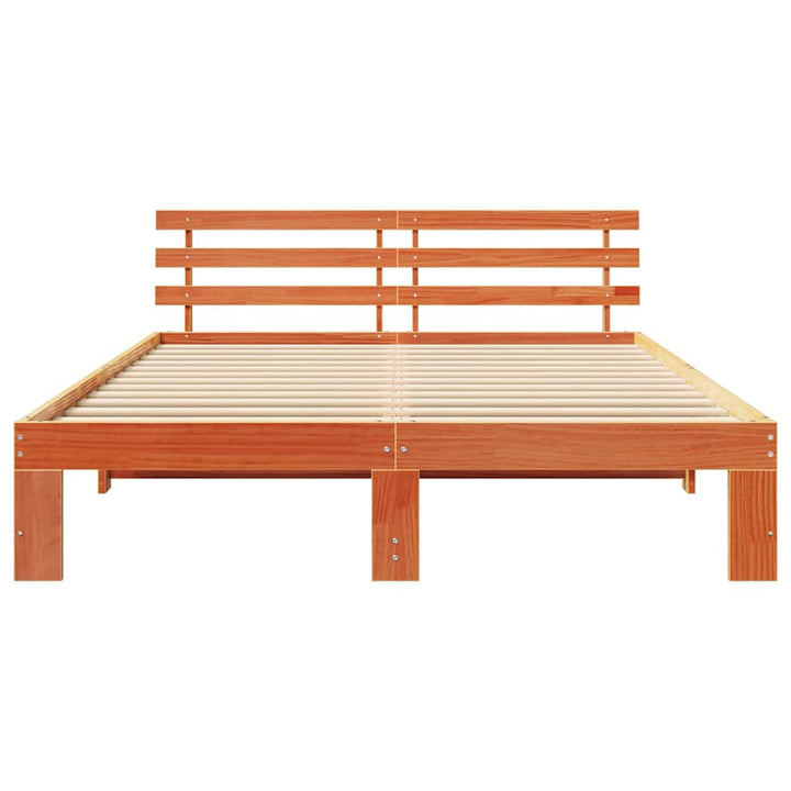 Sengestel med hovedgærde Voks brun 160 x 200 cm Massiv fyrretræ