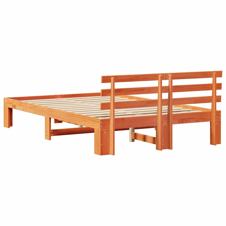 Sengestel med hovedgærde Voks brun 120 x 200 cm Massiv fyrretræ