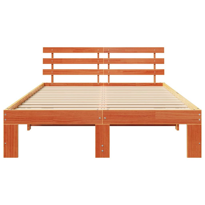 Sengestel med hovedgærde Voks brun 120 x 200 cm Massiv fyrretræ