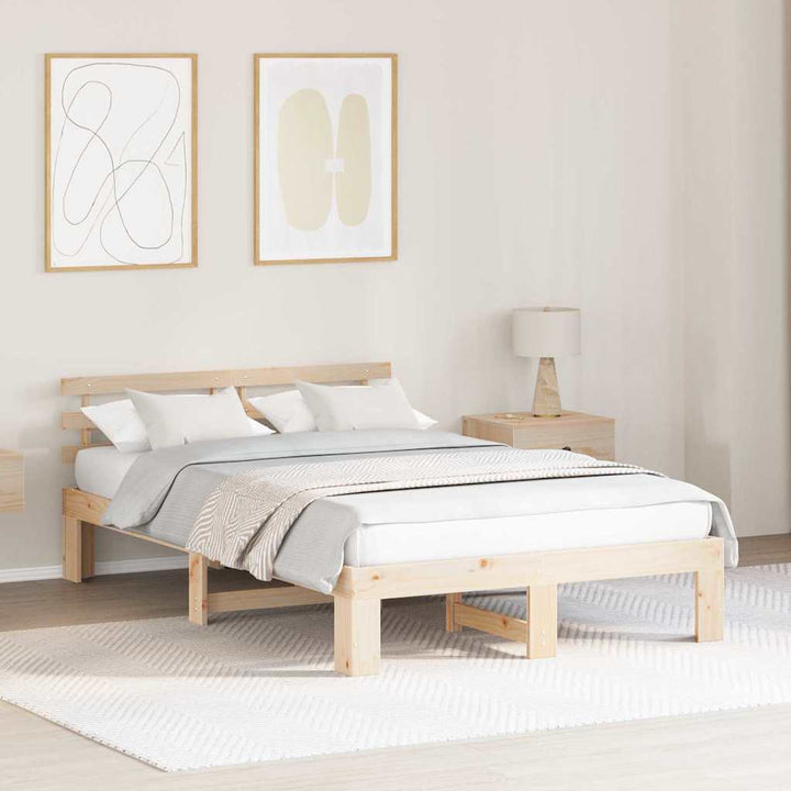 Sengestel Naturfarvet 140 x 190 cm Massiv fyrretræ