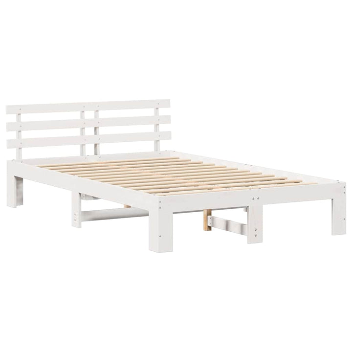 Sengestel med hovedgærde Hvid 140 x 190 cm Massiv fyrretræ