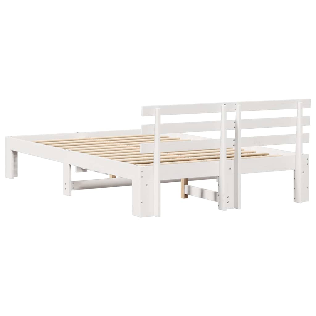 Sengestel med hovedgærde Hvid 140 x 190 cm Massiv fyrretræ