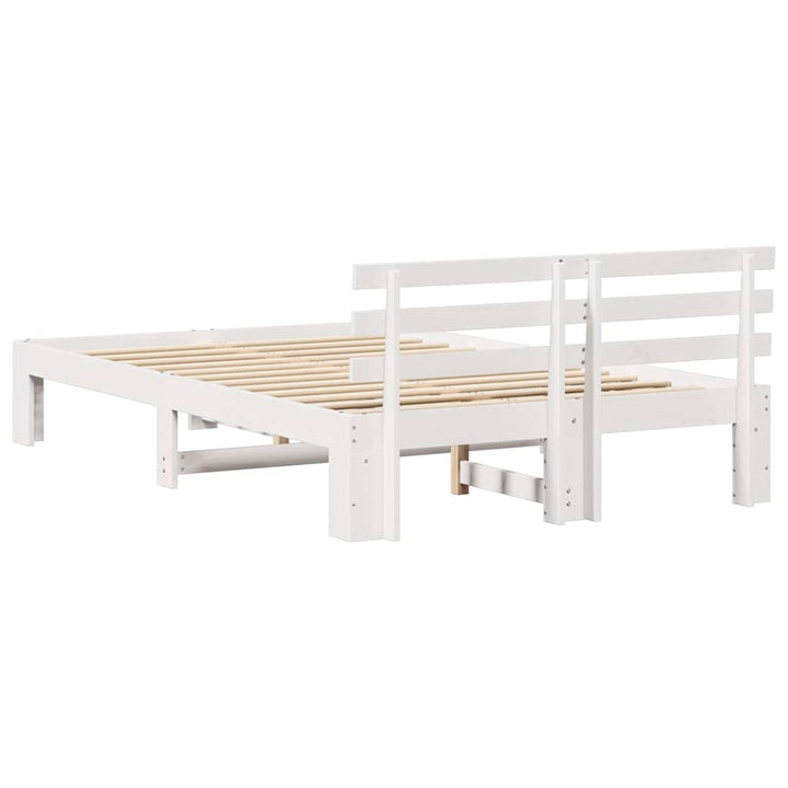 Sengestel med hovedgærde Hvid 140 x 190 cm Massiv fyrretræ