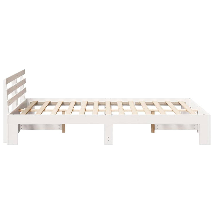 Sengestel med hovedgærde Hvid 140 x 190 cm Massiv fyrretræ