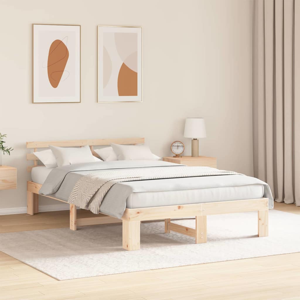 Sengestel Naturfarvet 135 x 190 cm Massiv fyrretræ