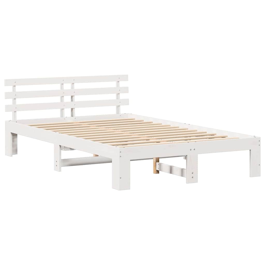 Sengestel med hovedgærde Hvid 120 x 190 cm Massiv fyrretræ