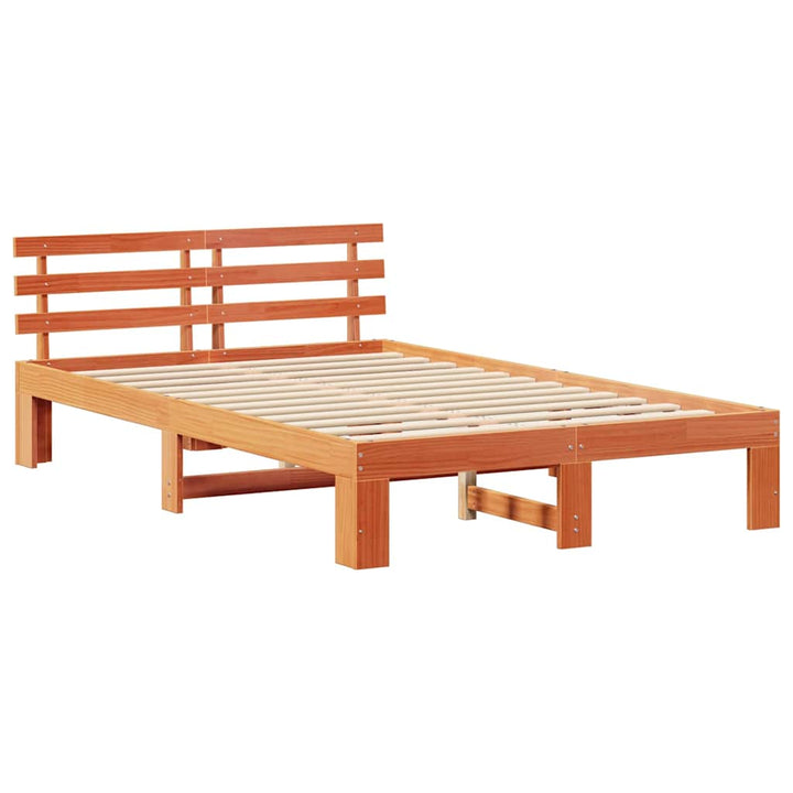 Sengestel med hovedgærde Voks brun 120 x 190 cm Massiv fyrretræ