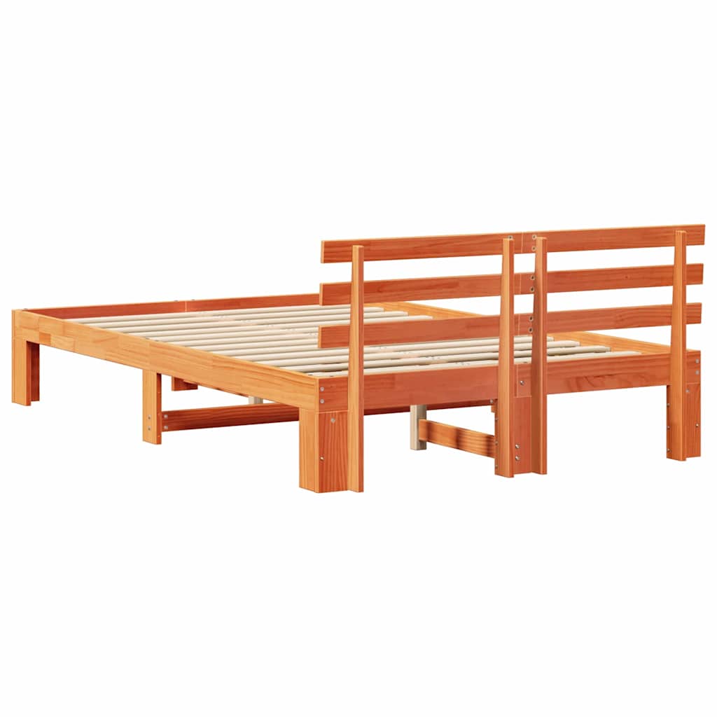 Sengestel med hovedgærde Voks brun 120 x 190 cm Massiv fyrretræ