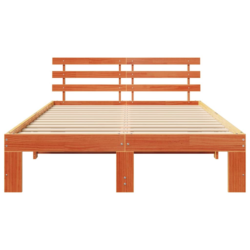 Sengestel med hovedgærde Voks brun 120 x 190 cm Massiv fyrretræ
