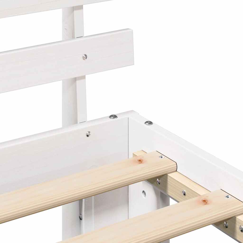 Sengestel med hovedgærde Hvid 100 x 200 cm Massiv fyrretræ