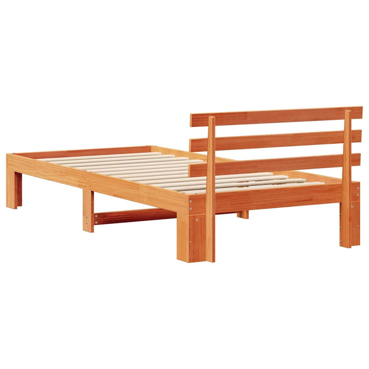 Sengestel med hovedgærde Voks brun 100 x 200 cm Massiv fyrretræ
