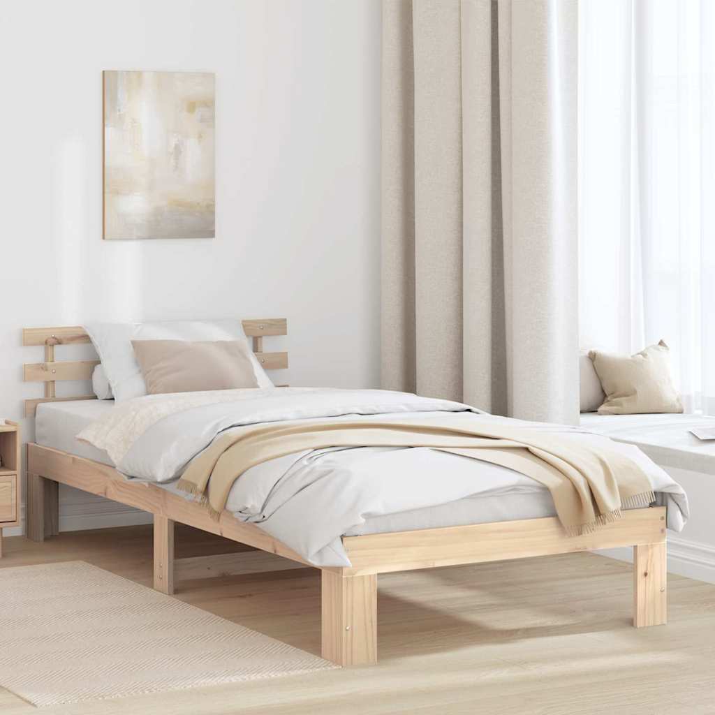Sengestel Naturfarvet 90 x 200 cm Massiv fyrretræ