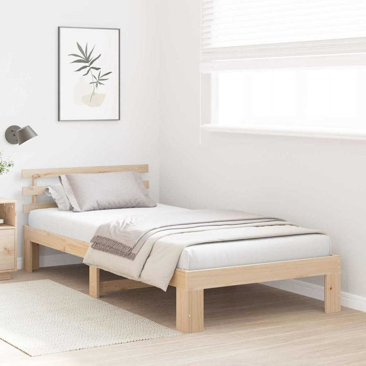 Sengestel Naturfarvet 90 x 200 cm Massiv fyrretræ