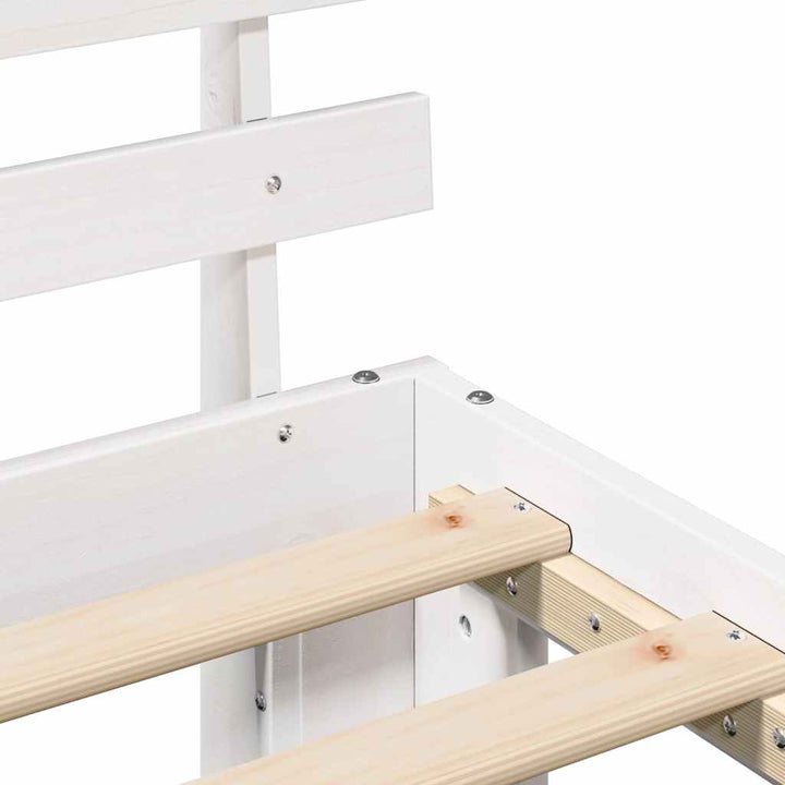 Sengestel med hovedgærde Hvid 90 x 190 cm Massiv fyrretræ