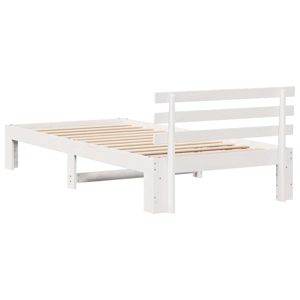 Sengestel med hovedgærde Hvid 90 x 190 cm Massiv fyrretræ