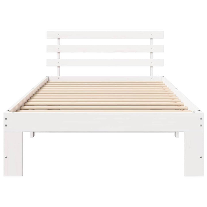 Sengestel med hovedgærde Hvid 90 x 190 cm Massiv fyrretræ
