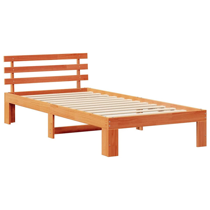 Sengestel med hovedgærde Voks brun 90 x 190 cm Massiv fyrretræ