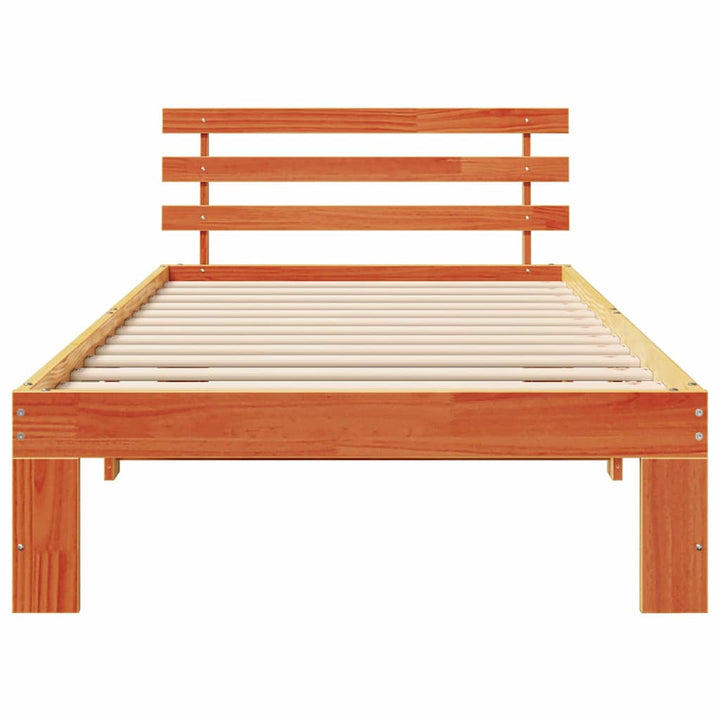 Sengestel med hovedgærde Voks brun 90 x 190 cm Massiv fyrretræ
