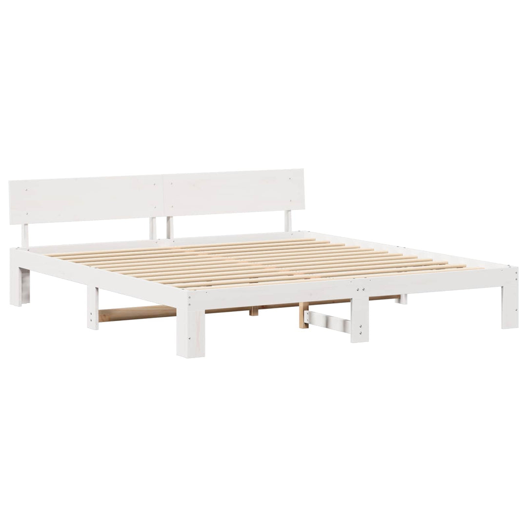 Sengestel med hovedgærde Hvid 180 x 200 cm Massiv fyrretræ
