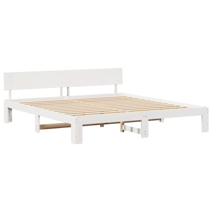 Sengestel med hovedgærde Hvid 180 x 200 cm Massiv fyrretræ
